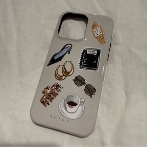 BURGA iPhone 14 Pro Max Cream Phone Case with Fashion Icons